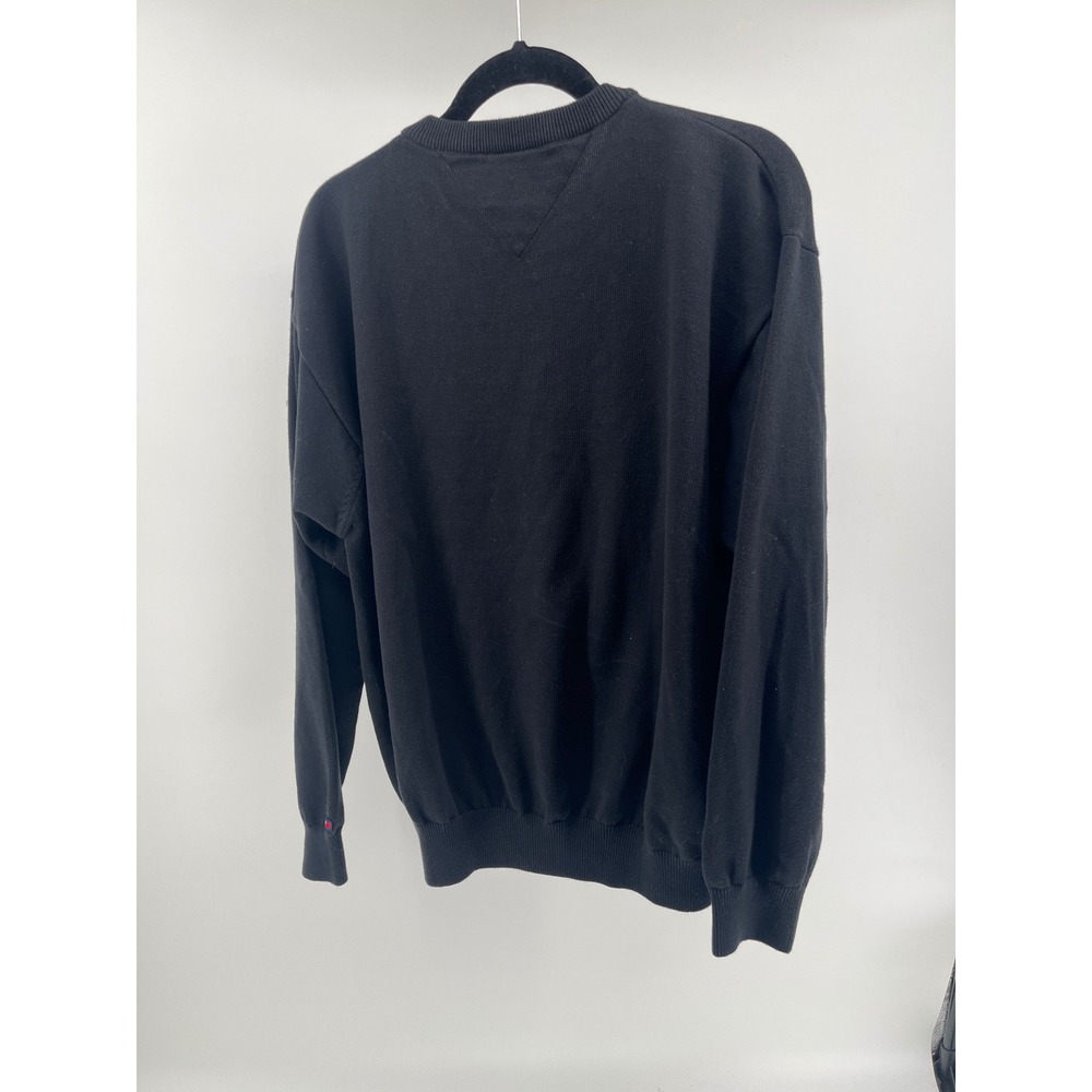 Tommy Hilfiger Golf Mens Black Cotton Crewneck Sweater Large Solid Knit Pullover - Picture 2 of 6